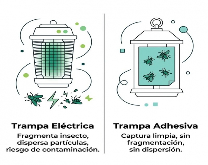 Seguridad alimentaria: por qué las industrias apuestan por insectocaptores adhesivos frente a los eléctricos